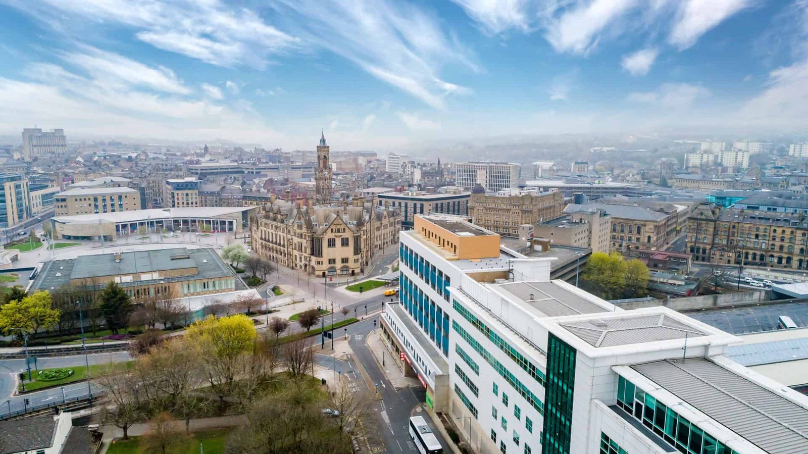 An aerial view of the city of glasgow.