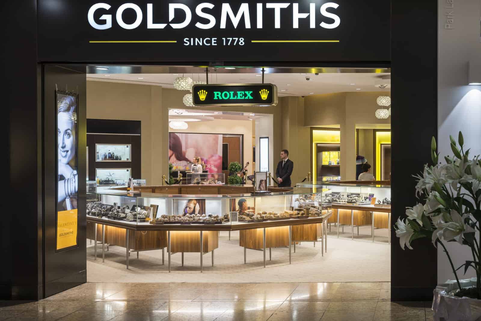 A goldsmiths store in a shopping mall.
