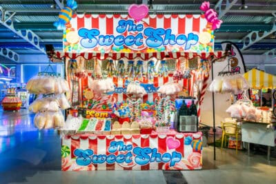 A candy shop in a shopping mall.