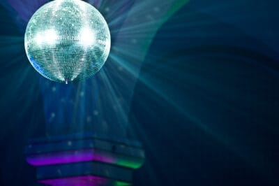 Disco ball on a blue background.