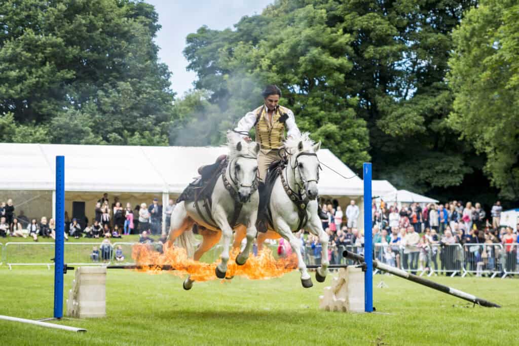 A man riding a horse.